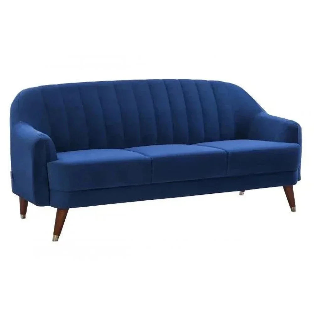 Kelly Straight Line Sofa Set in Suede - Oak Inside