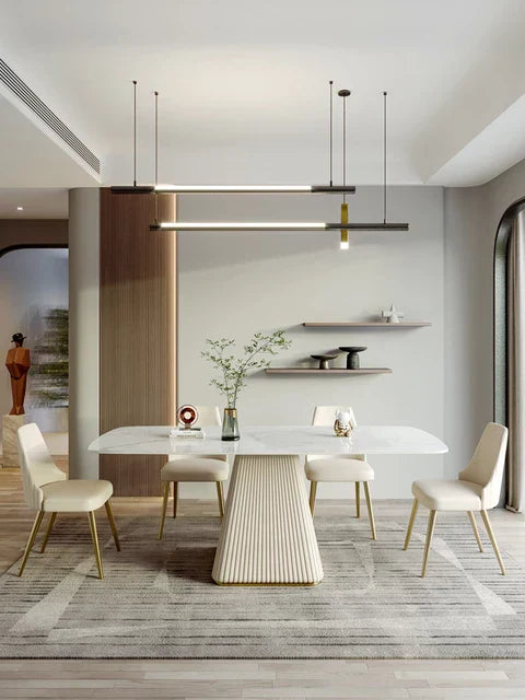 Texo Luxury 4 Seater Dining Table in Beige - Oak Inside