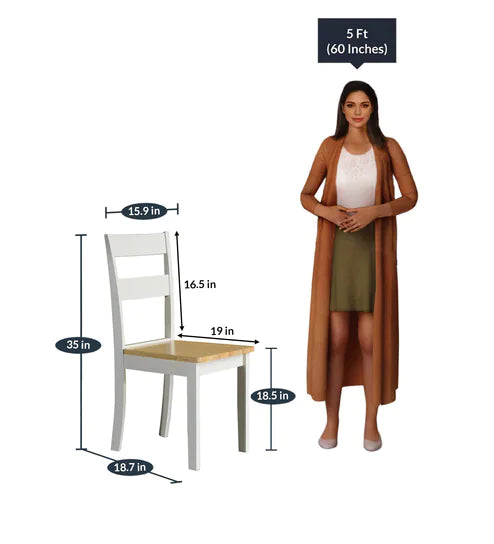 Smarty 6 Seater Dining Table in White Color - Oak Inside