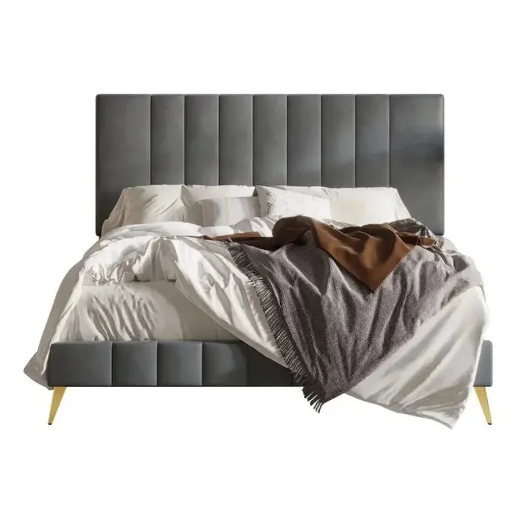 Bravo Luxury Upholstered Bed Without Storage in Suede