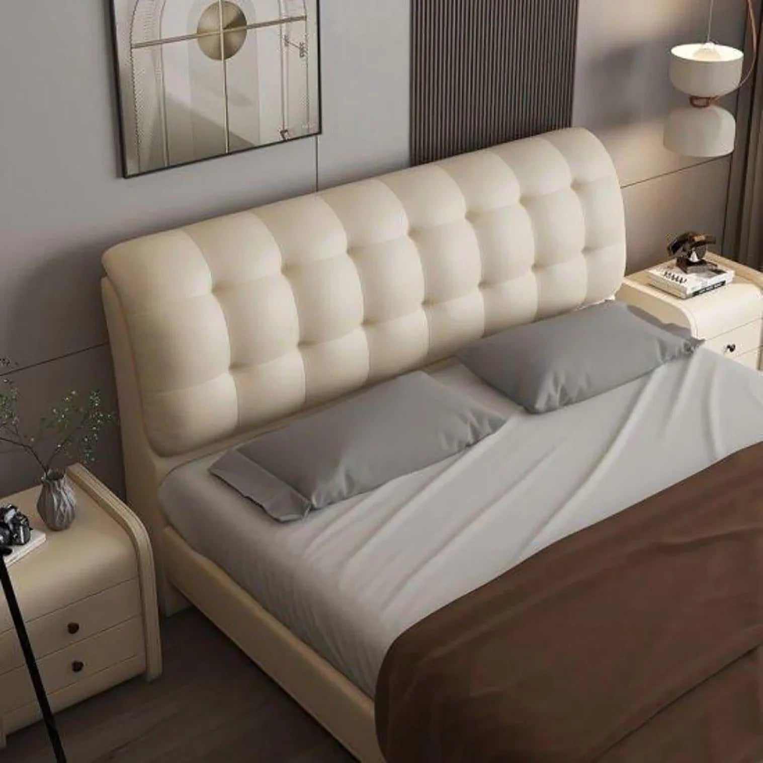 London Luxury Upholstered Bed Without Storage in Leatherette