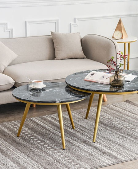 Unicorn Golden Nesting Table Set of Two - Center Table - Oak Inside