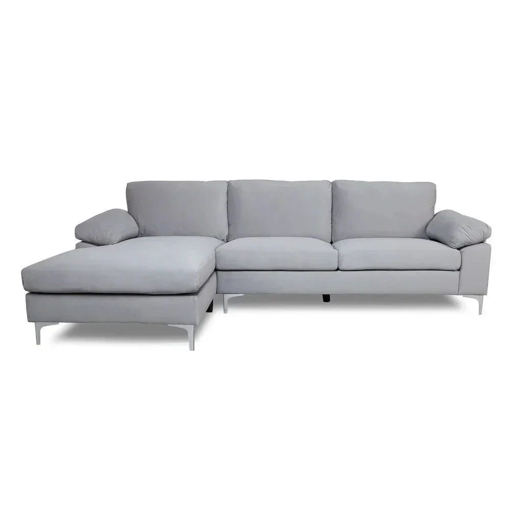 Inox Modern Suede Sectional Sofa - Oak Inside