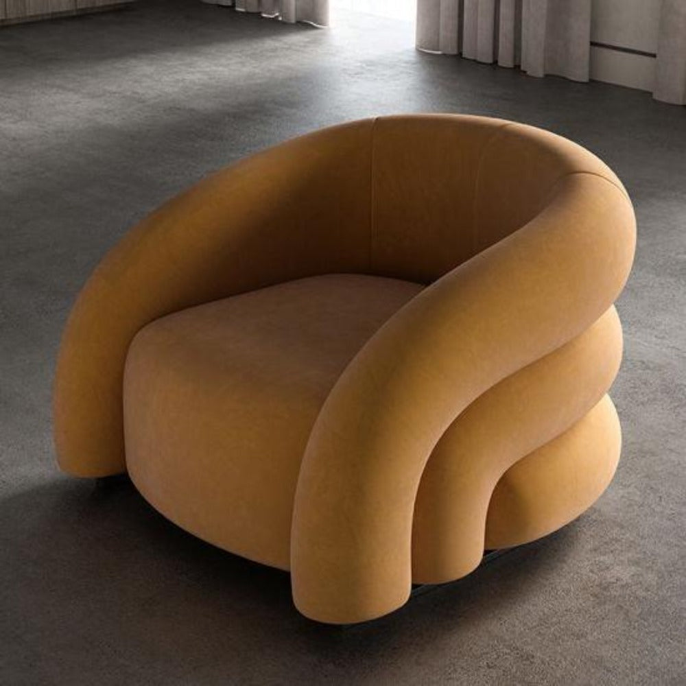 Husky Suede Accent Chair - Oak Inside