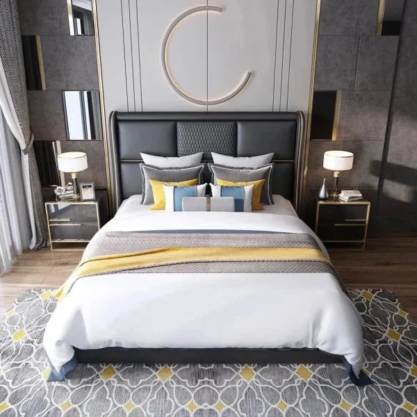 France Luxury Upholstered Bed in Leatherette