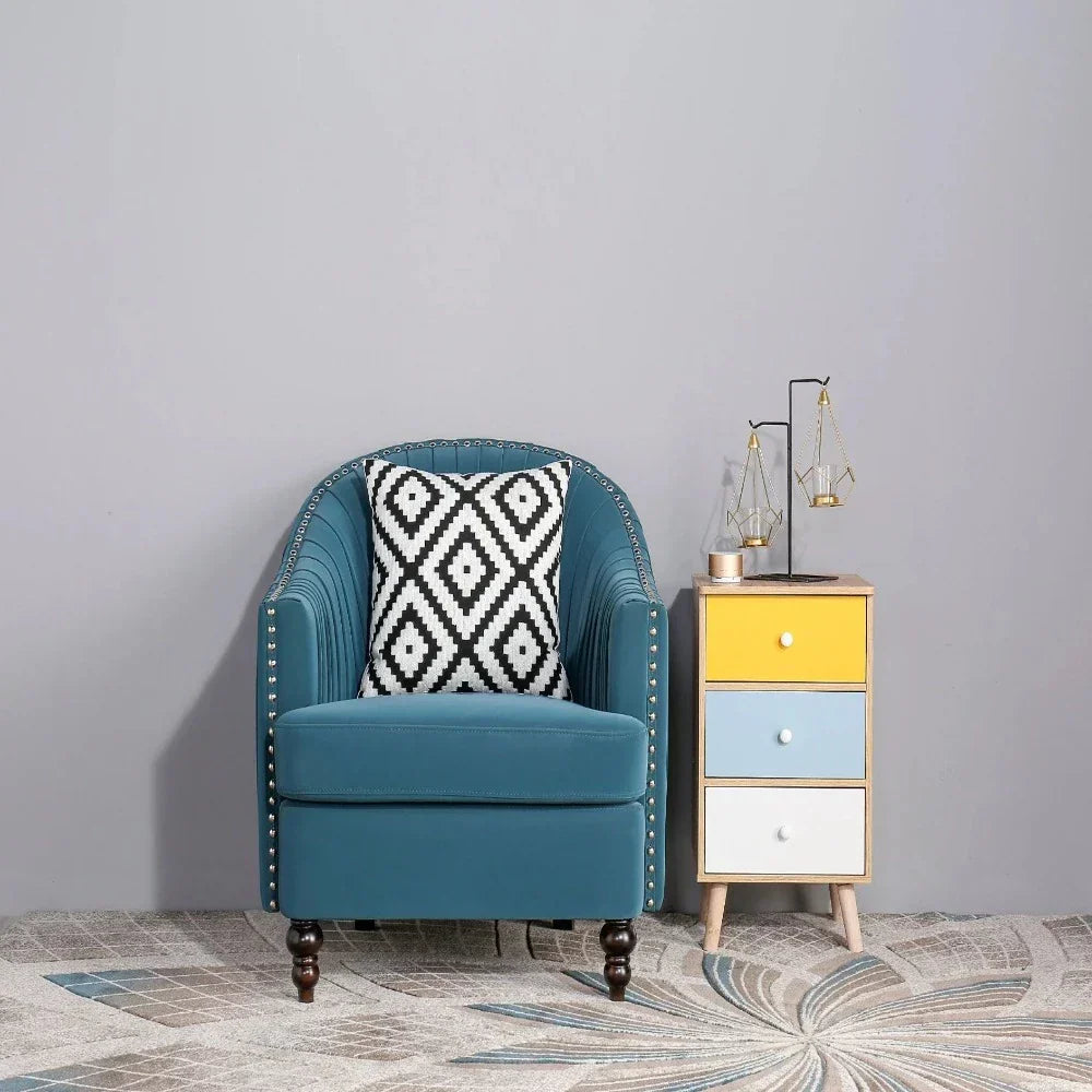 Cupbox Accent Chair in Blue - Oak Inside