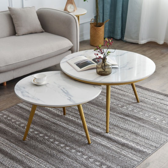 Unicorn Golden Nesting Table Set of Two - Center Table - Oak Inside