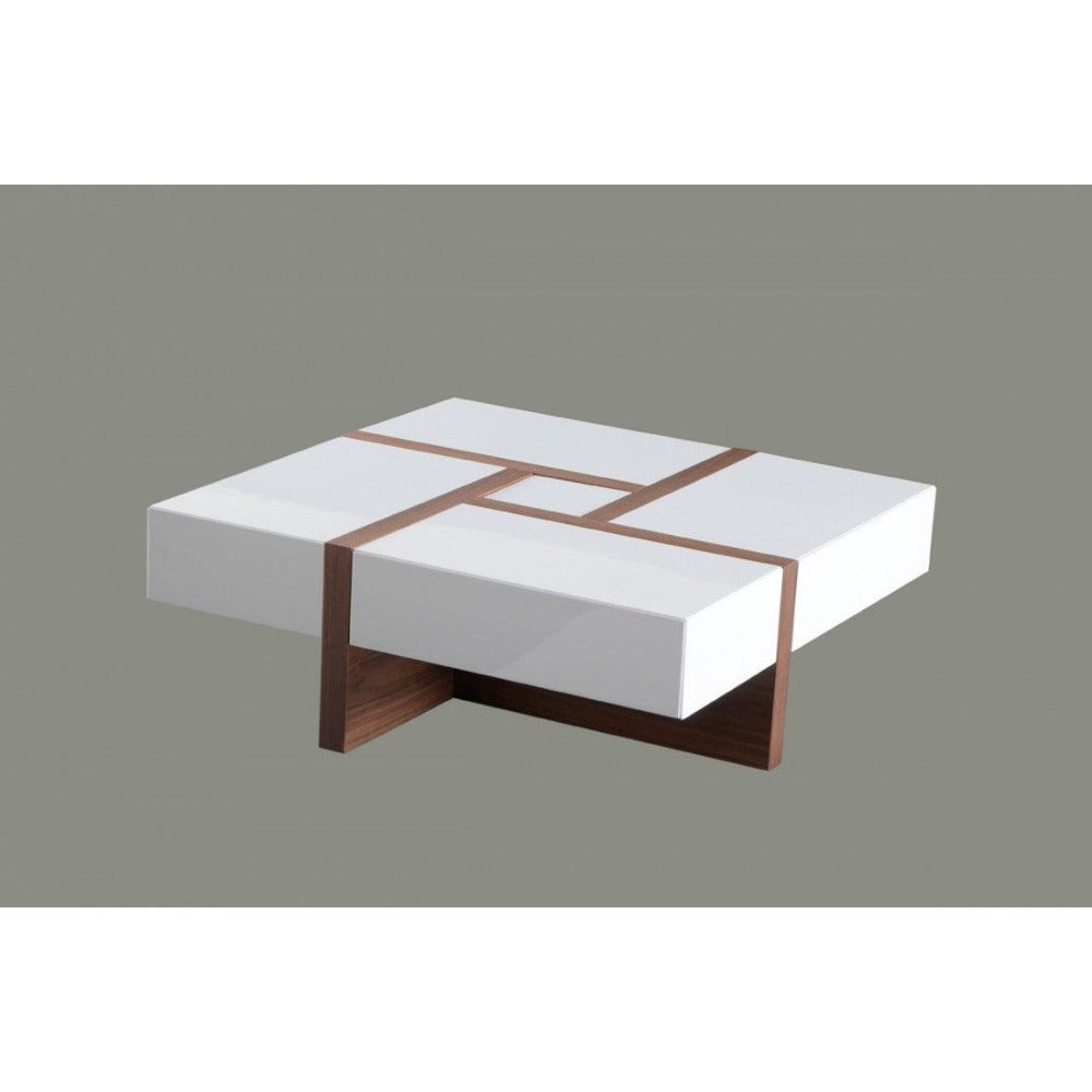 Drift White/Walnut Centre Table in PU Polish - Oak Inside