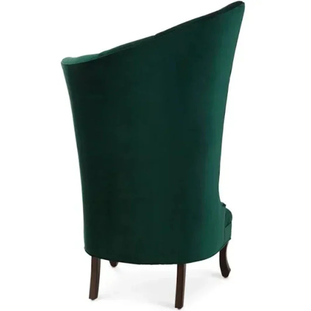 Navy Button-Tufted Wingback Chair In Green - Oak Inside