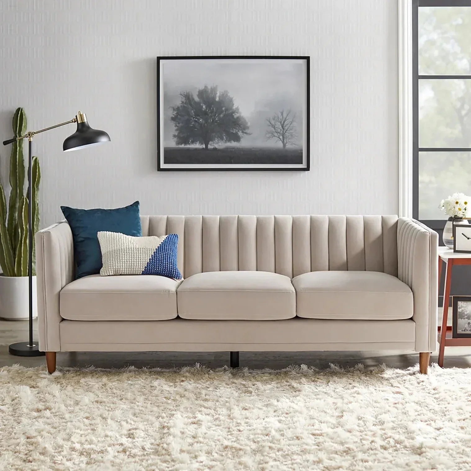 Uniline Pro Luxury Mid-Century Sofa In Suede