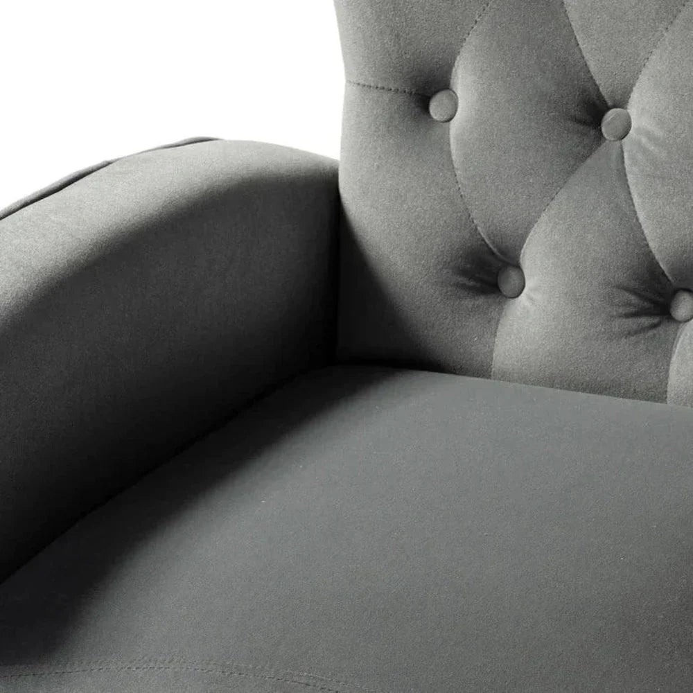 Jacky Chesterfield Chair in Suede - Oak Inside