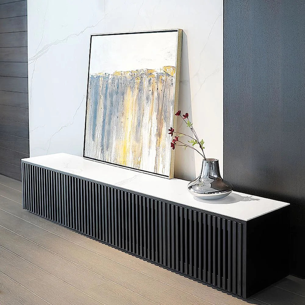 Golf Luxury TV Unit in Black - Oak Inside