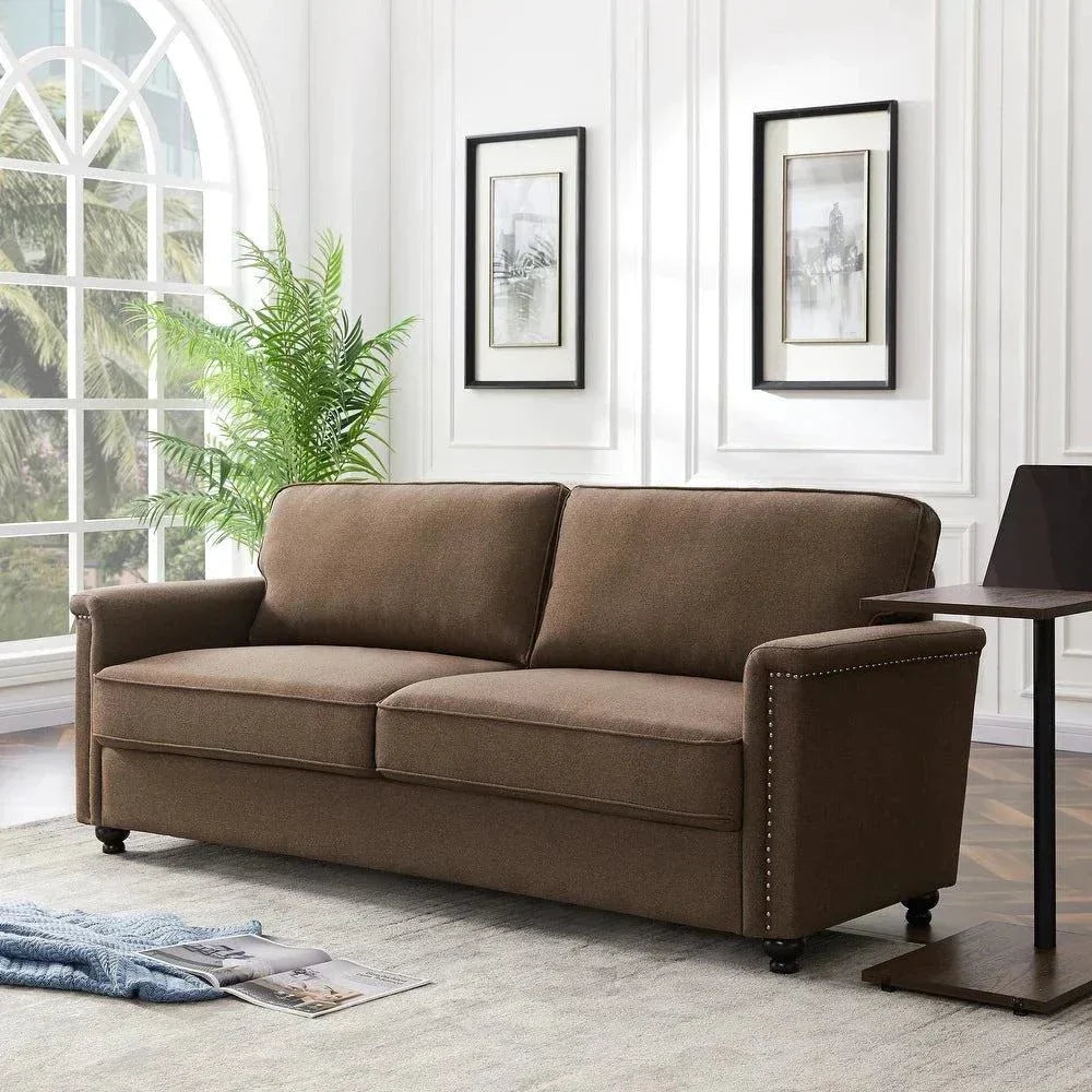 Tox Straight Line Sofa Set in Brown - Oak Inside