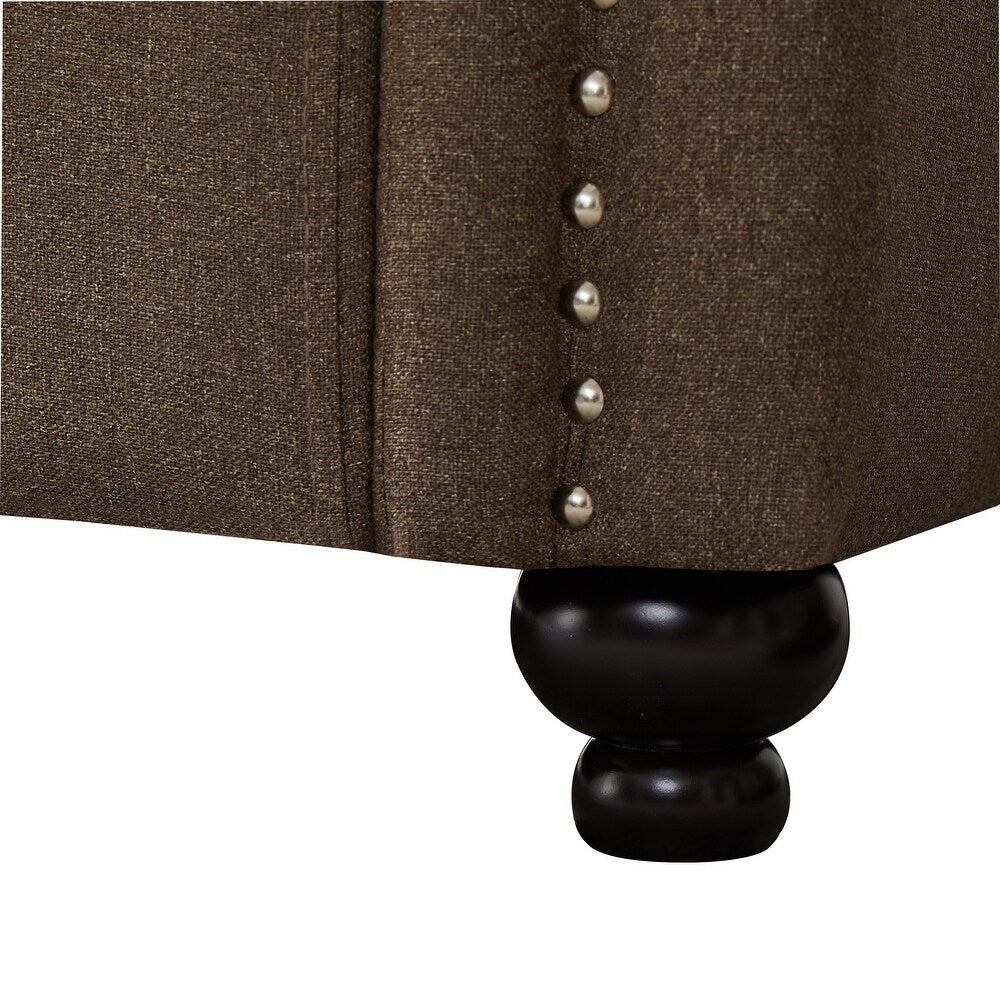 Tox Straight Line Sofa Set in Brown - Oak Inside