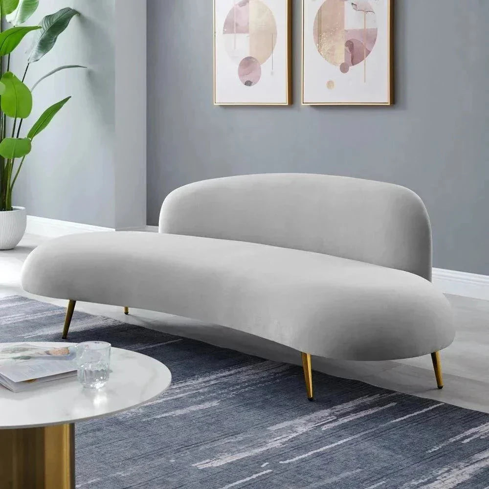 Donald Luxury Modern Suede Sofa Set in Grey (Living Room Combo) - Oak Inside