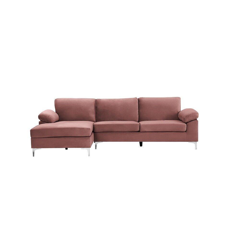 Inox Modern Suede Sectional Sofa - Oak Inside