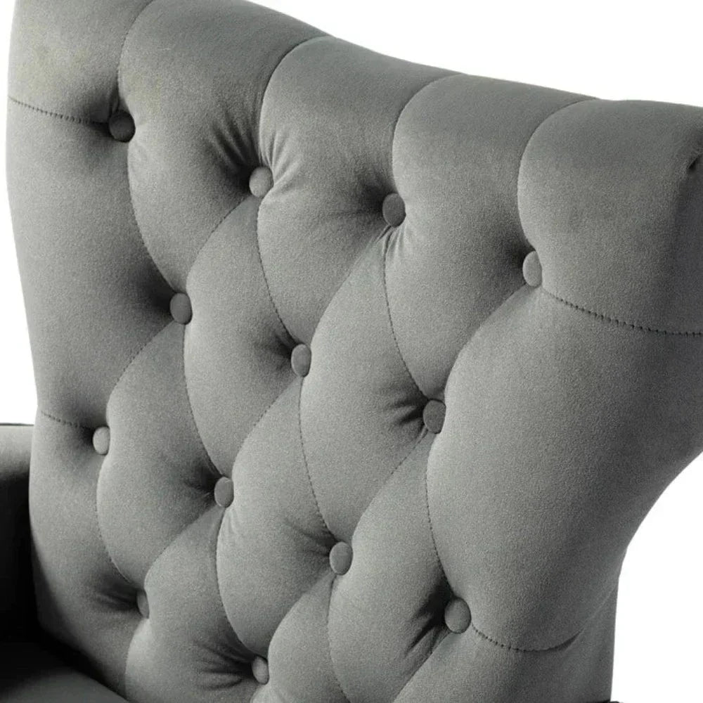Jacky Chesterfield Chair in Suede - Oak Inside