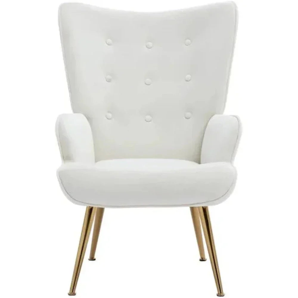 Kitty Button-Tufted Wingback Chair - Oak Inside