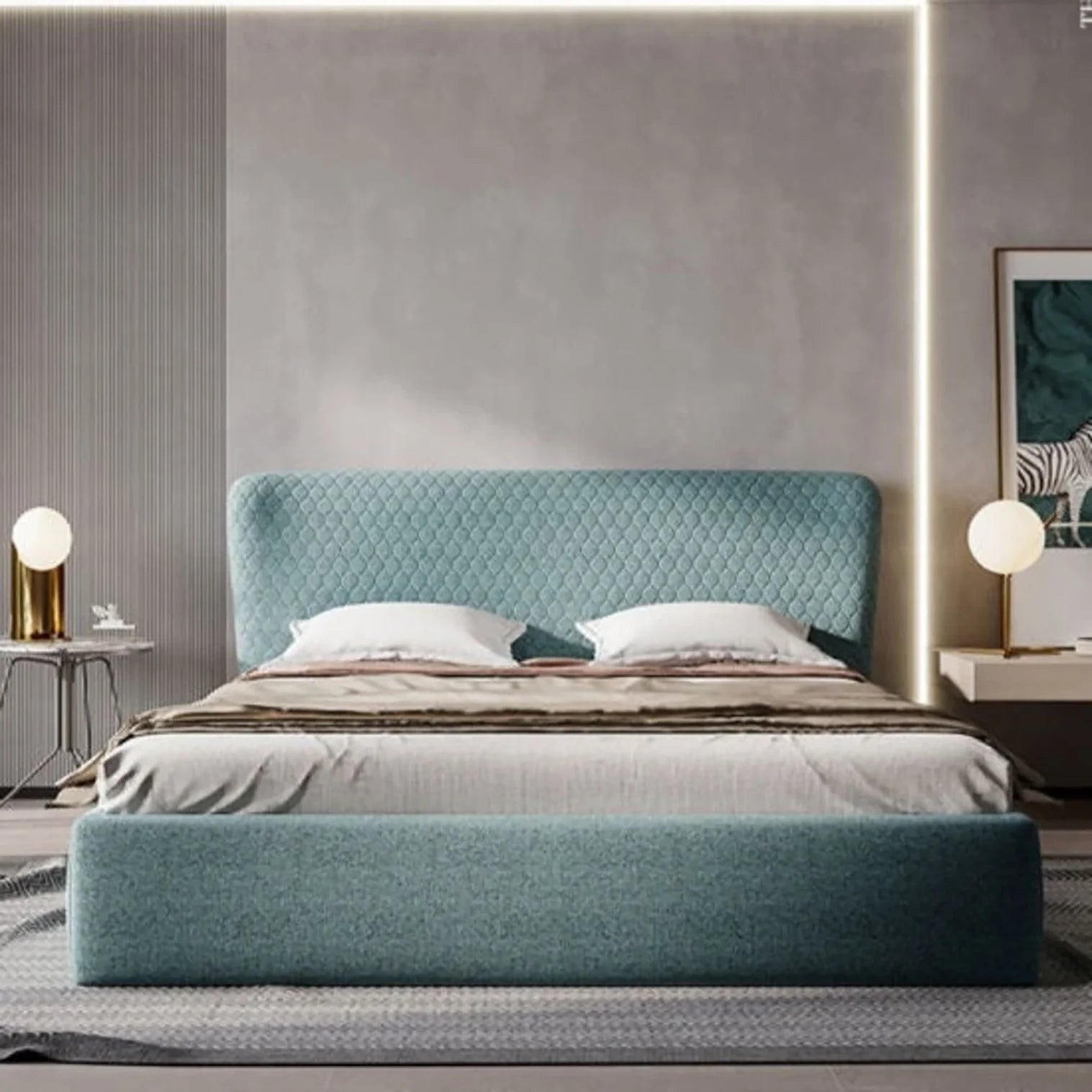 Vivo Luxury Upholstered Bed in Suede