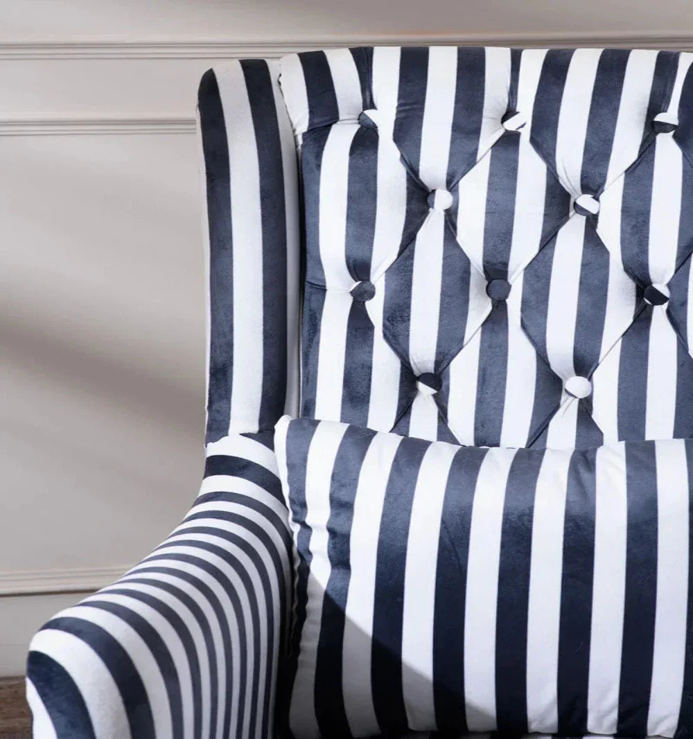 Zebra Wingback Chair With Ottoman - Oak Inside