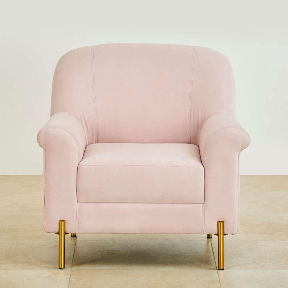 Inox Kings-well Barrel Accent Chair in Pink - Oak Inside
