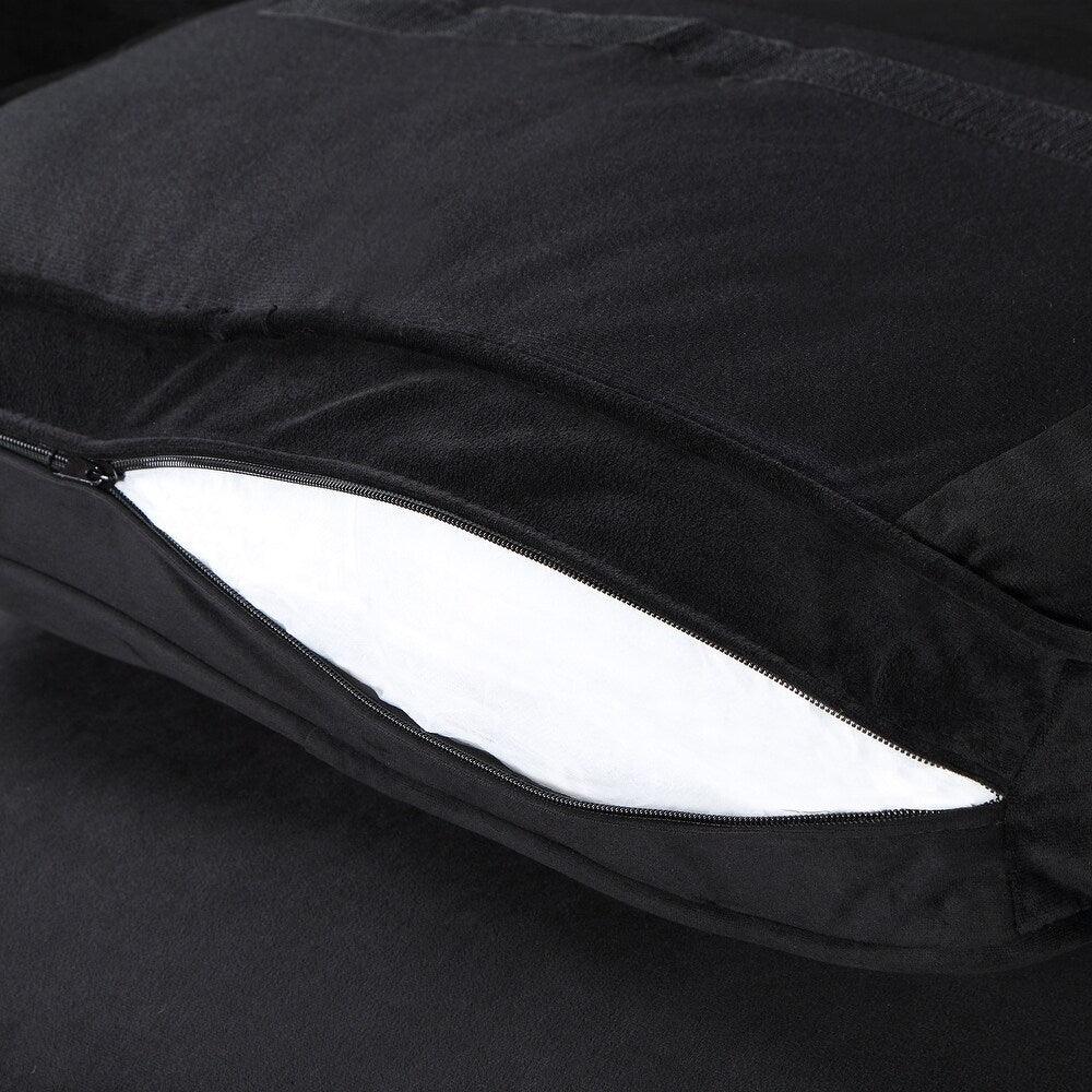 Delray Suede Sectional Sofa in Black - Oak Inside