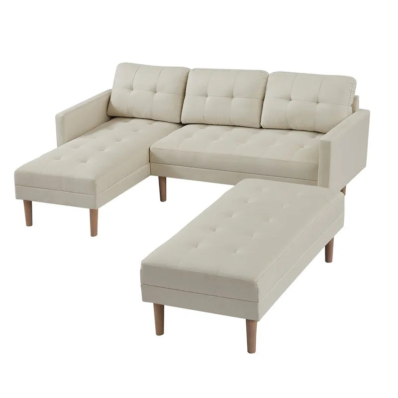 Practo Modern Suede Sofa Set in Suede With Setty - Oak Inside