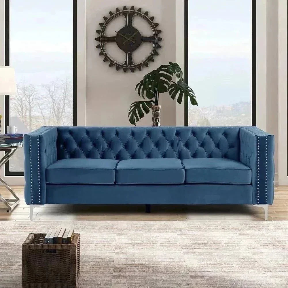Livup Chesterfield Sofa Set - Oak Inside