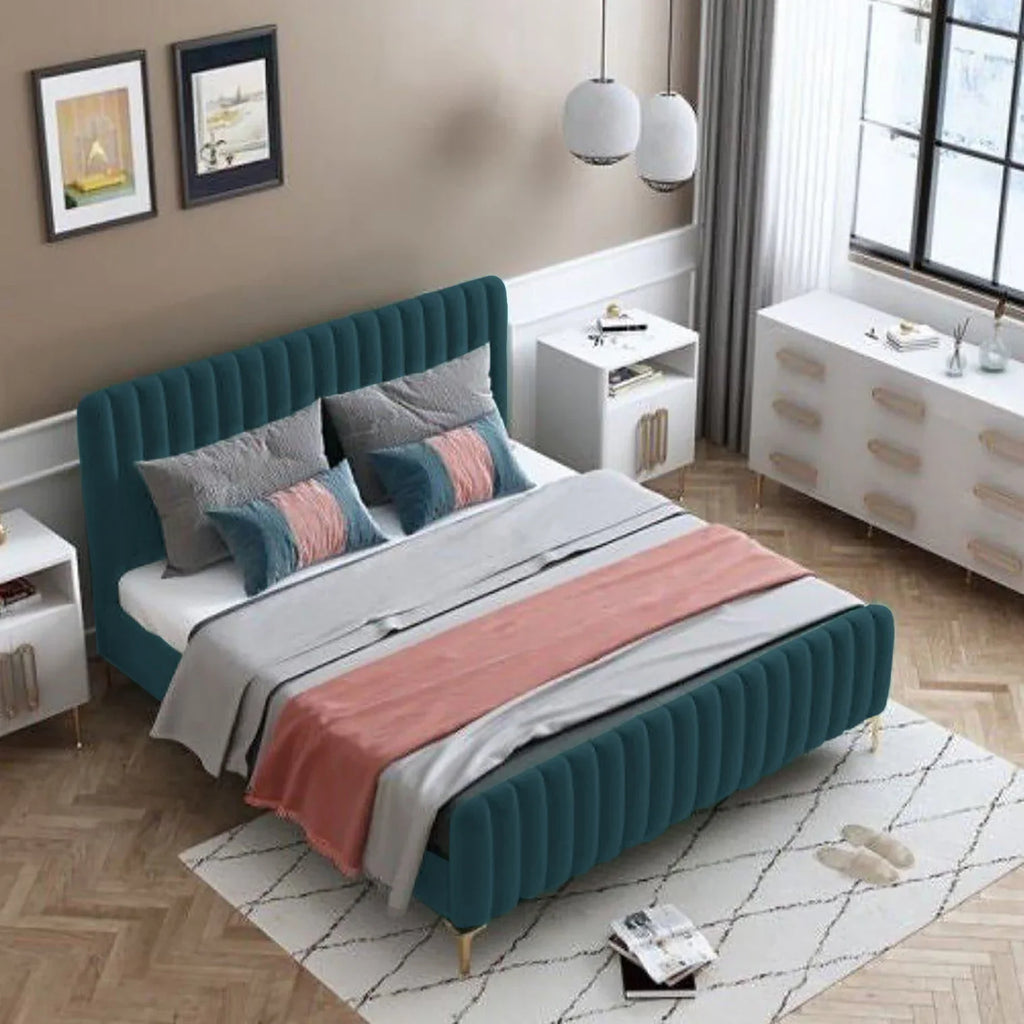 Uniline Pro Luxury Upholstered Bed Without Storage in Suede