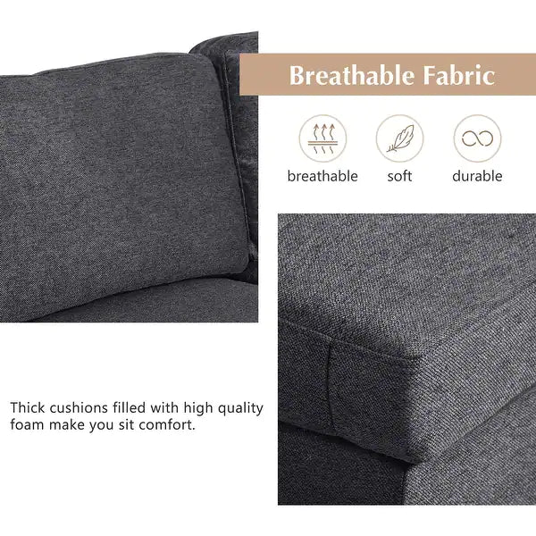 Jeffo Modern Suede Sectional U Shape Sofa