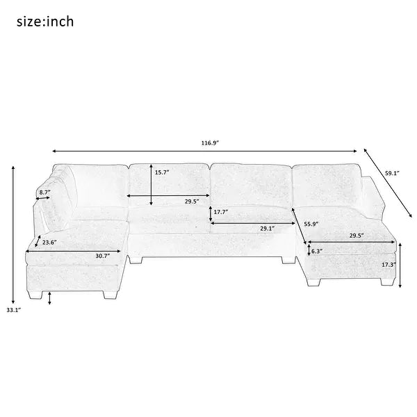 Jeffo Modern Suede Sectional U Shape Sofa
