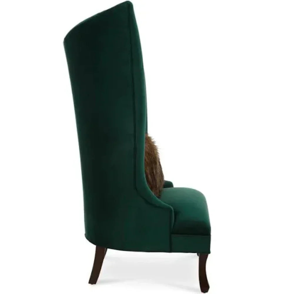 Navy Button-Tufted Wingback Chair In Green - Oak Inside