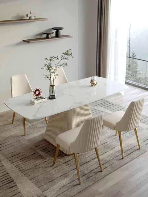 Texo Luxury 4 Seater Dining Table in Beige - Oak Inside