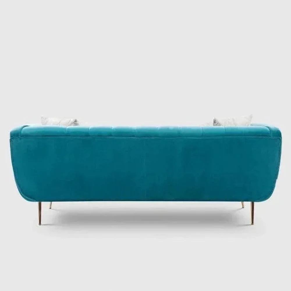 Peppermint Straight Line Sofa Set in Blue - Oak Inside