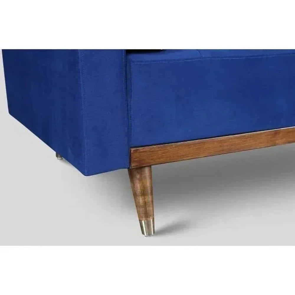 Mercury Straight Line Sofa Set in Blue - Oak Inside