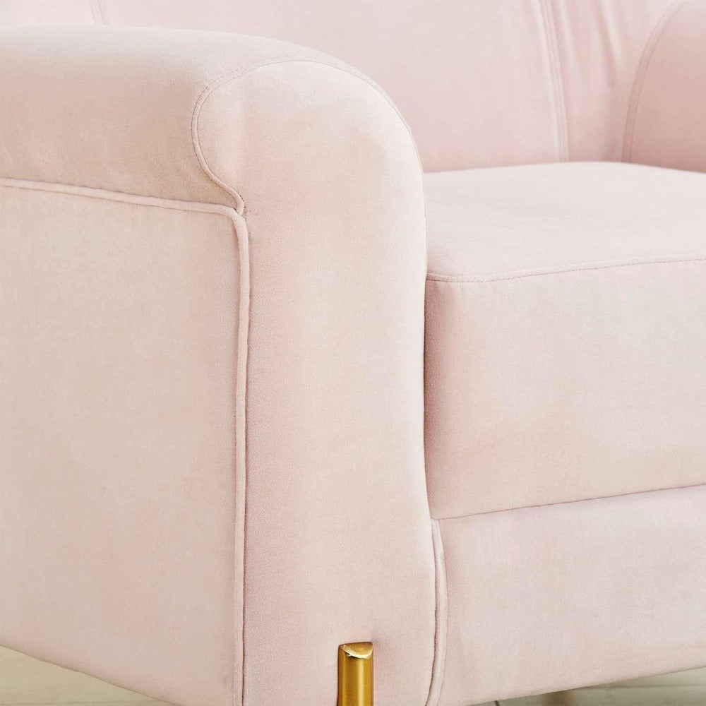 Inox Kings-well Barrel Accent Chair in Pink - Oak Inside