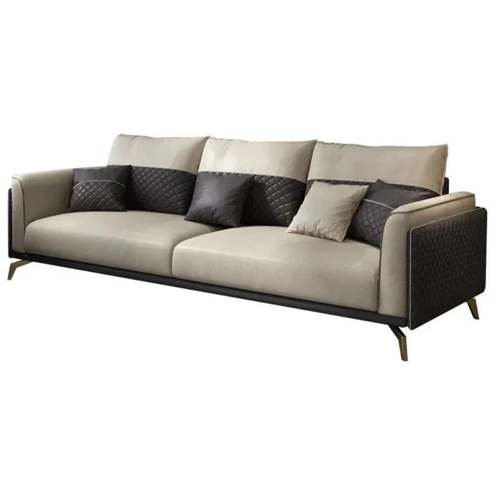 Mono Luxury Modern Suede Sofa Sets In Leatherette - Oak Inside