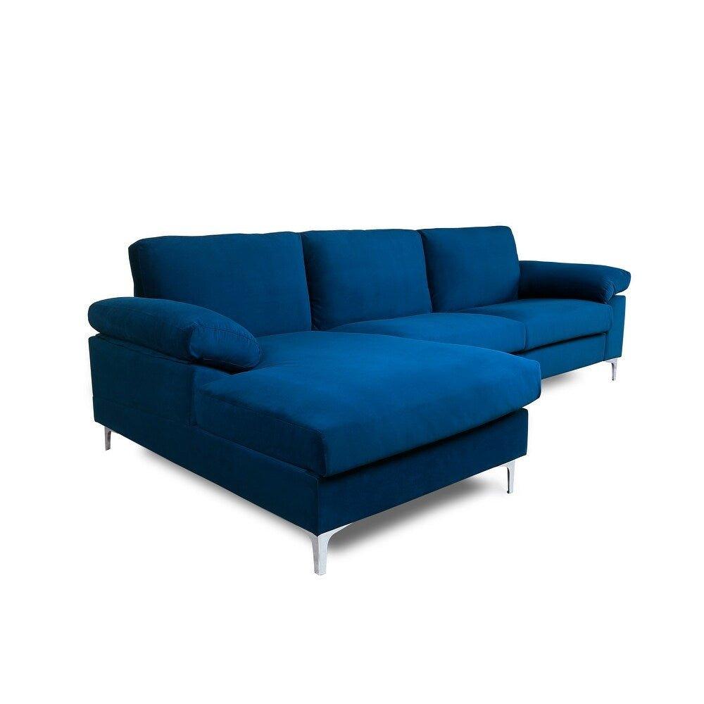 Inox Modern Suede Sectional Sofa - Oak Inside