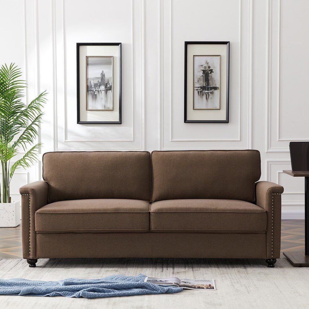 Tox Straight Line Sofa Set in Brown - Oak Inside