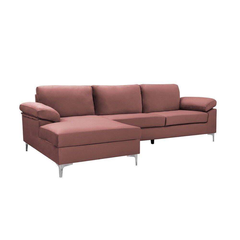 Inox Modern Suede Sectional Sofa - Oak Inside