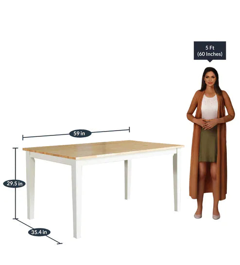 Smarty 6 Seater Dining Table in White Color - Oak Inside
