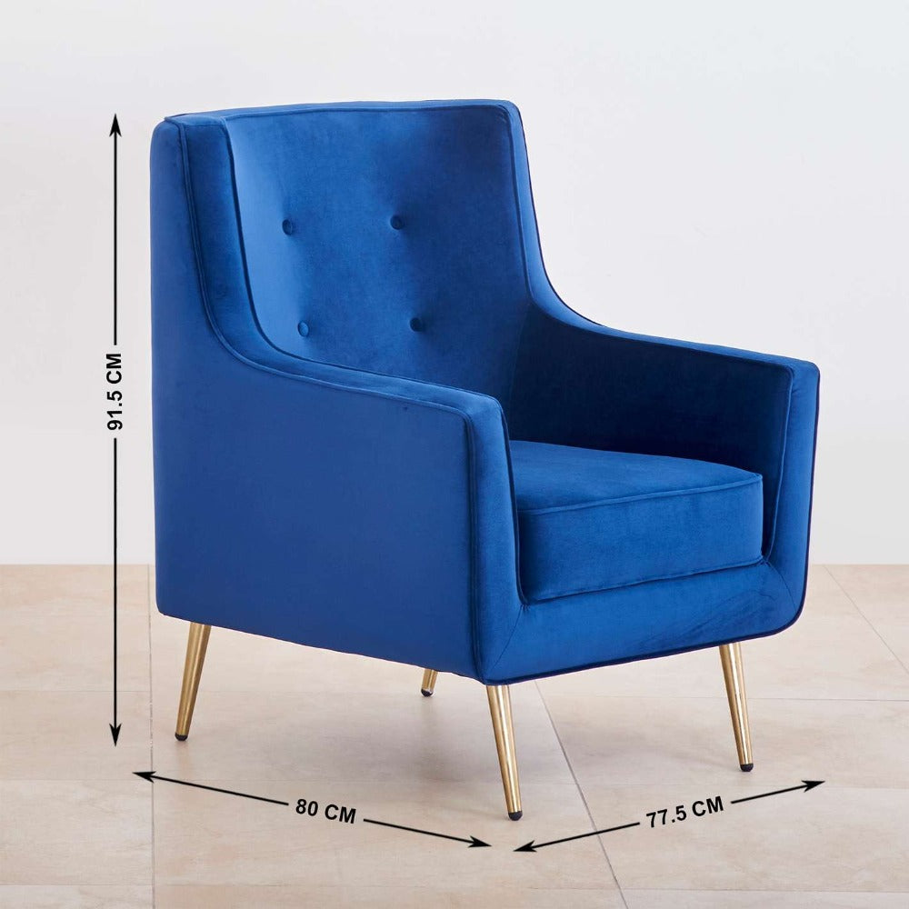 Tiktok Button-Tufted Wingback Chair In Blue - Oak Inside