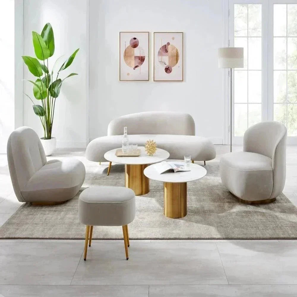 Donald Luxury Modern Suede Sofa Set in Grey (Living Room Combo) - Oak Inside