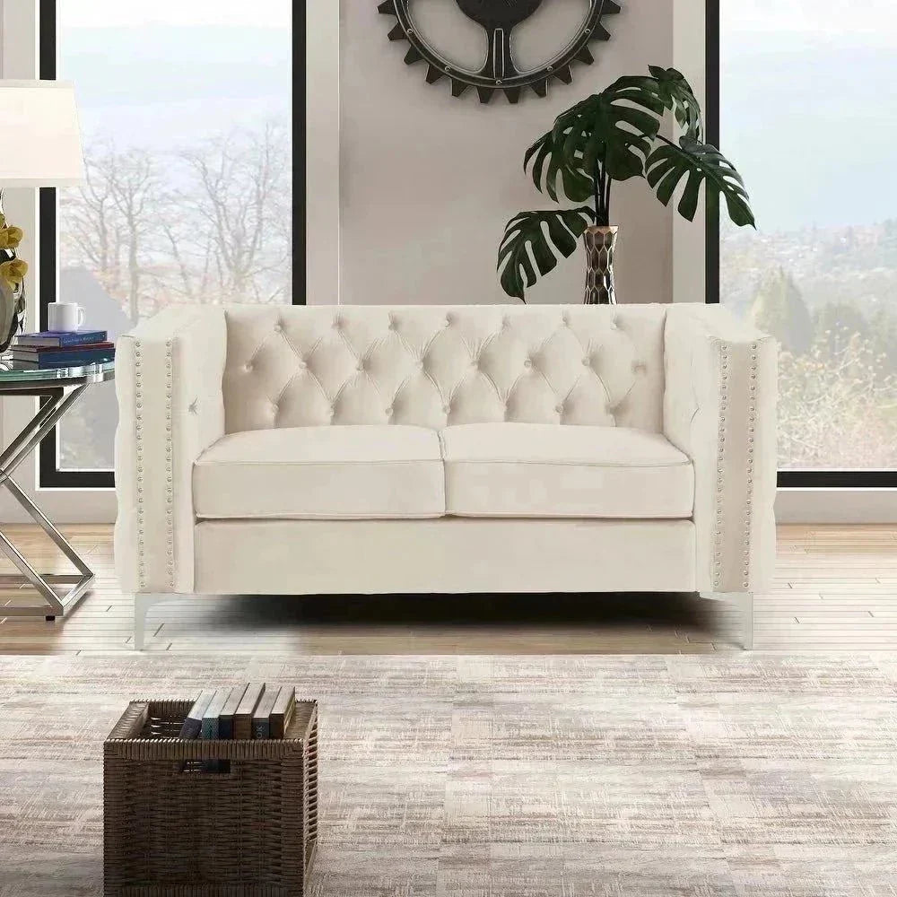 Livup Chesterfield Sofa Set - Oak Inside