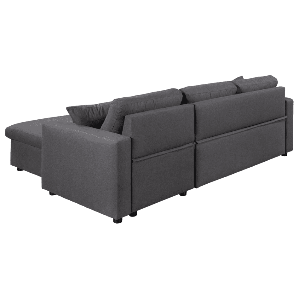 Glossy L-Shaped Sectional Storage Sofa Cum Bed - Oak Inside