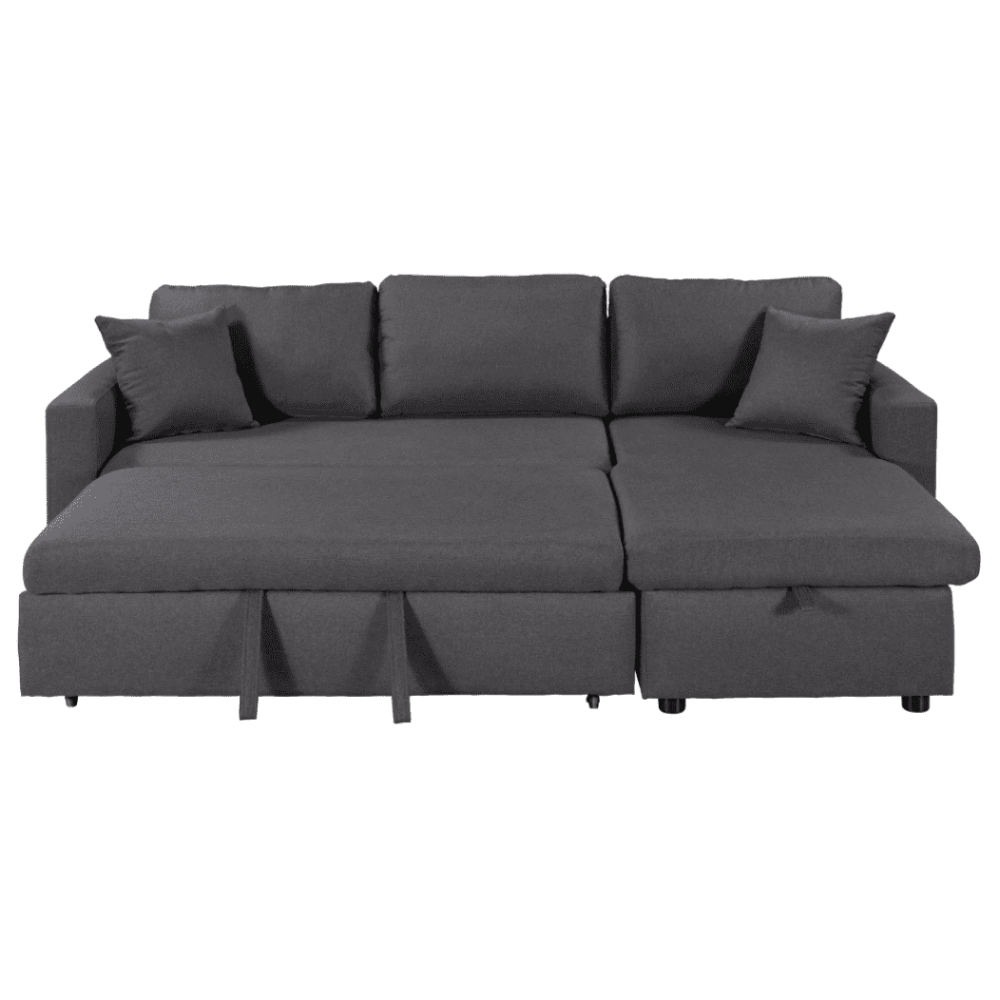 Glossy L-Shaped Sectional Storage Sofa Cum Bed - Oak Inside