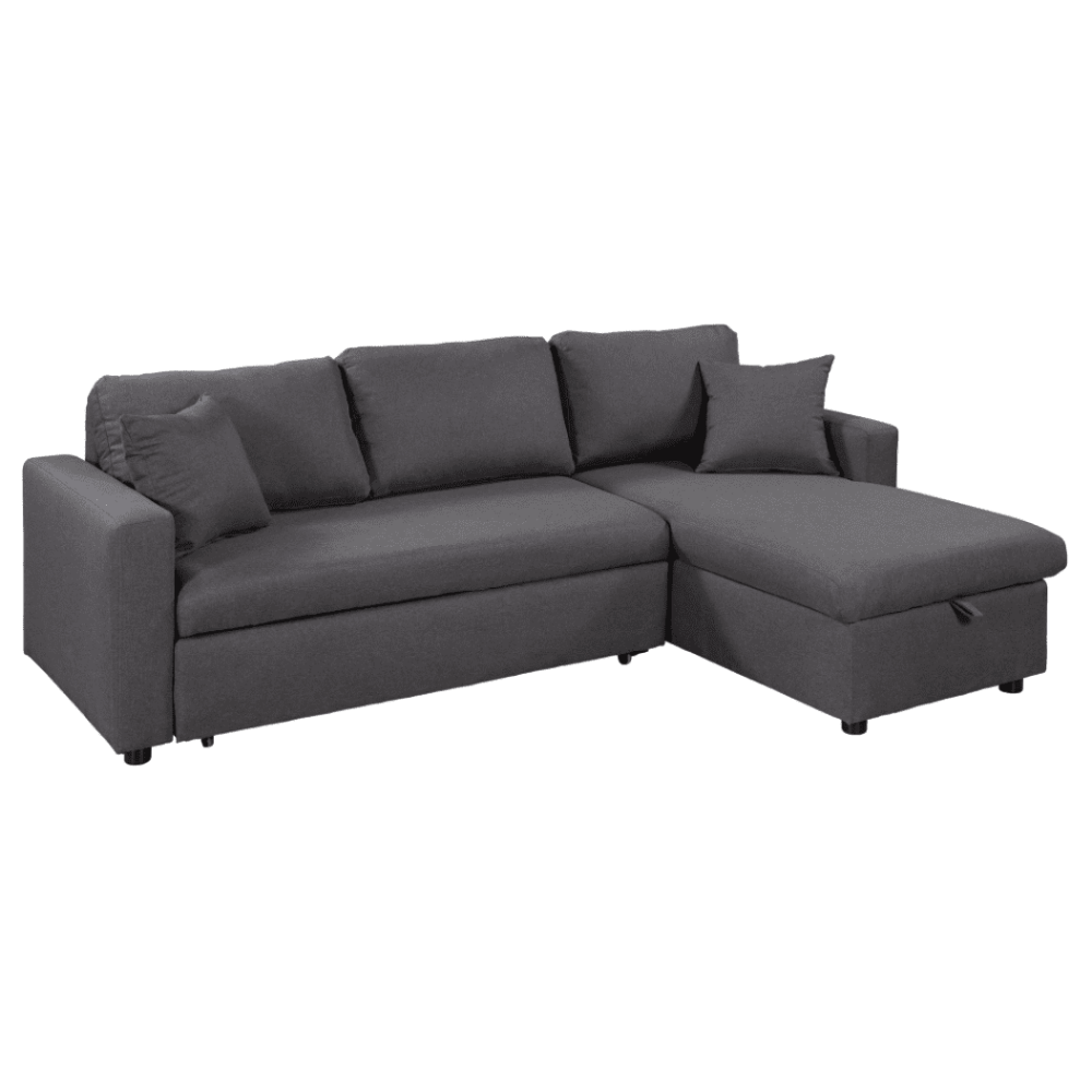Glossy L-Shaped Sectional Storage Sofa Cum Bed - Oak Inside