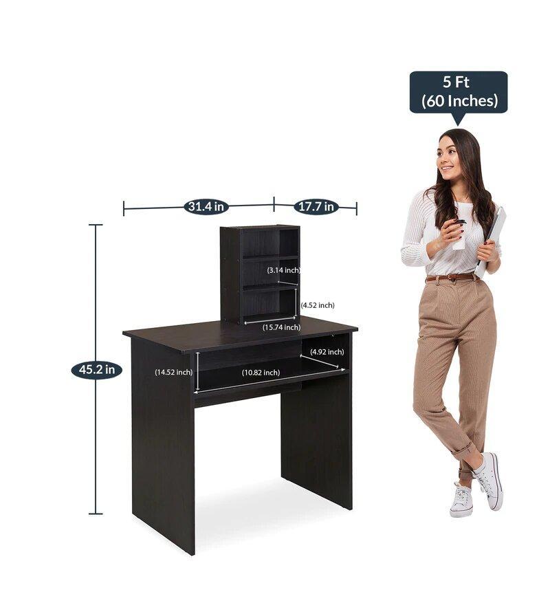 Simple Study Table in Wenge Color - Oak Inside