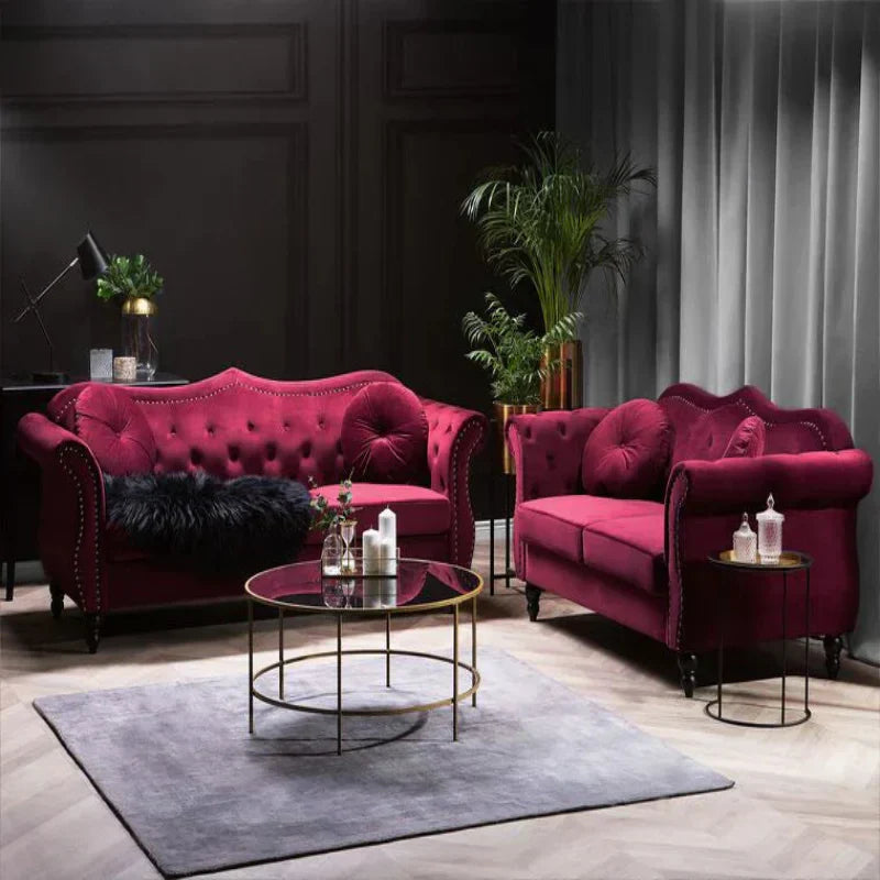 Wills Luxury Chesterfield Sofa Set in Suede
