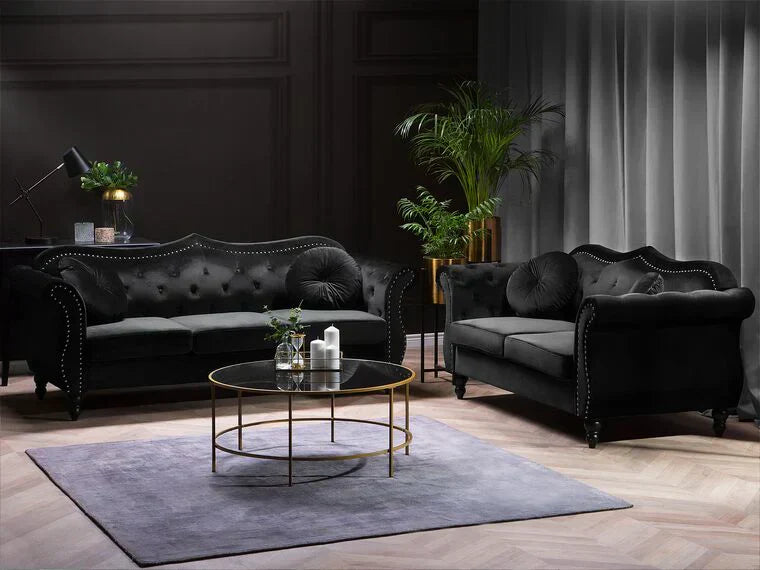 Wills Luxury Chesterfield Sofa Set in Suede